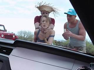 Country girl Alexis Microscope spectacles gets well fucked by duo men